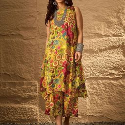 InWeave Ethnic Motifs Printed A-Line Kurta with Palazzos-picture-12