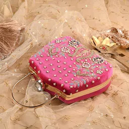DressBerry Floral Embellished Box Clutch-51