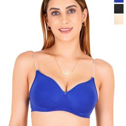 Liigne Pack Of 3 Full Coverage Lightly Padded T-shirt Bra with Transparent Strap-picture-30