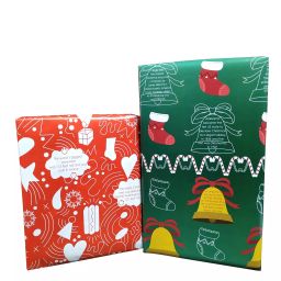 eVincE - thoughtful PRESENTations XMAS0701_5X2 Christmas Red Doodle & Green Bells- 2 Patterns 5 x 2 Rolls Fact filled Gifts Wraps Assorted Envelopes  Gift Wrapping Paper (Pack of 10 Piece)-image-9