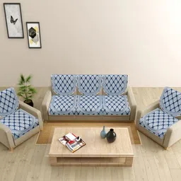 The Craft Monk Blue Cotton Sofa Cover With Arms-image-79
