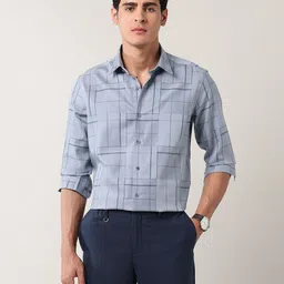 Arrow New York Men Slim Fit Checks Spread Collar Cotton Formal Shirt-picture-1