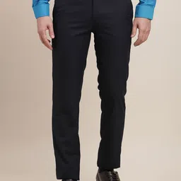 Turtle Men Tailored Slim Fit Mid Rise Formal Trousers-image-22
