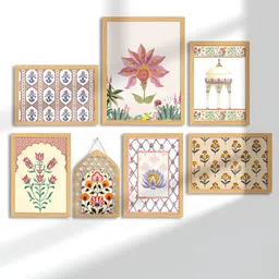 Art Street Beige & Pink 6 and more Piece Wood Floral and Botanical Wall Art-5