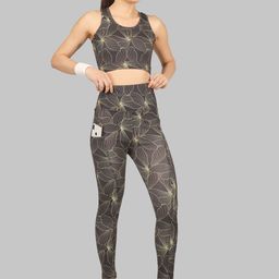 POOJARAN SAREE Printed High-Rise Yoga & Gym Tracksuit-image-57