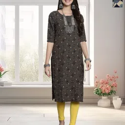 HERE&NOW Women Pack of 2 Ethnic Motifs Printed Round Neck Crepe Kurta-image-23