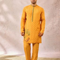 Masaba Spade Blossom Geometric Embroidered Silk Straight Kurta-image-65