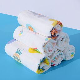 Elementary Premium 6 Layered Ultra Soft Muslin Cotton Wash Cloth Pack Of 4 - Multicolor (Colour & Print May Vary)-image-18