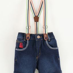 Little Kangaroos Knee Length Shorts with Suspenders - Dark Blue-image-59