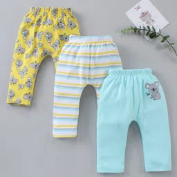 Babyhug Full Length Striped Diaper Pants Panda Print Pack of 3 - Multicolor-picture-12