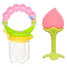 Enorme Peach Fruit Shape Silicone Teether With Fruit Food Feeder Nibbler Pack Of 2 - Color May Vary-24