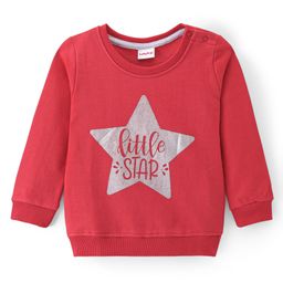 Babyhug Full Sleeves Sweatshirt with Star Graphic Print - Red-image-124