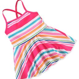 Babyhug Sleeveless Frock Style Striped Swimsuit - Multicolour-image-15