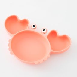 Silicone Suction Based Sectioned Plate Silicone Dish Crab Shaped - Orange-25