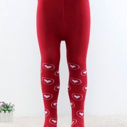 Cutewalk by Babyhug Anti Bacterial Footed Tights Heart Design - Red-image-56