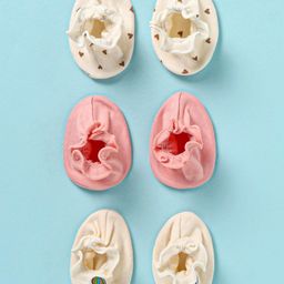 Ben Benny Interlock Knit Solid Color & Heart Print Booties Pack of 3 - Cream & Peach-picture-11