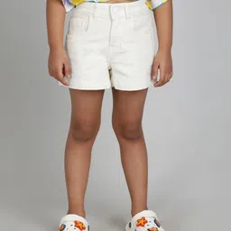 Tales & Stories Denim Solid Shorts - White-picture-10