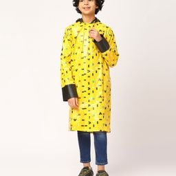 CITIZEN Mickey & Friends Featuring Full Sleeves Typography Printed Hooded Raincoat - Yellow-image-71