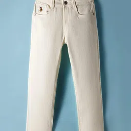 US Polo Assn Cotton Woven Full Length Solid Colour Jeans - White-picture-38