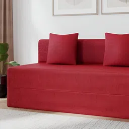 Torque Red Messi Foldable Red 4 Seater Sofa Cum Bed With 2 Cushions-image-59