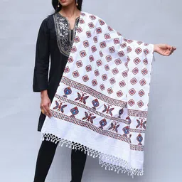 Exotic India Geometric Printed Cotton Dupatta-picture-55