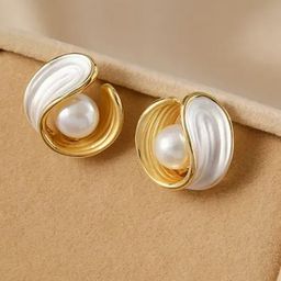 BEYTER Korean Pearls Beaded Contemporary Shaped Studs-44