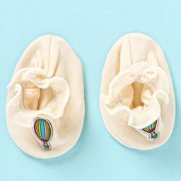 Ben Benny Interlock Knit Solid Color & Heart Print Booties Pack of 3 - Cream & Peach image 2
