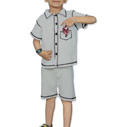 MITANSH Boys Graphic Printed Shirt Collar Shirt With Shorts-image-80