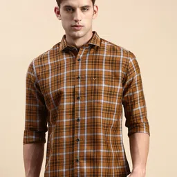 SHOWOFF Men Standard Slim Fit Spread Collar Tartan Checked Cotton Casual Shirt-image-76