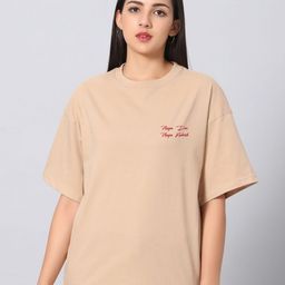 Besick Typography Printed Round Neck Oversized Cotton T-shirt-picture-37