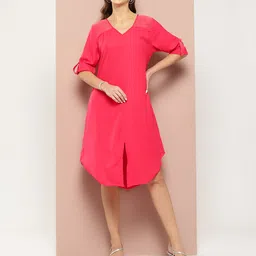 Qurvii Crepe A-Line Dress-image-51