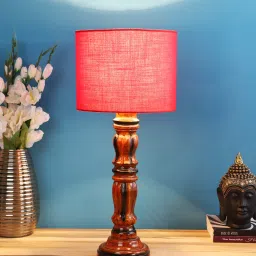 Tucasa NTU-176 B-22 Table Lamp with Wood Base (Red) image 5