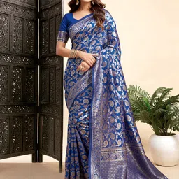 KALINI Ethnic Motifs Zari Banarasi Saree-image-62