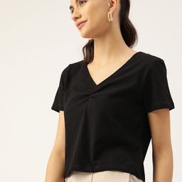 DressBerry Black Pure Cotton Ruched Top-image-49