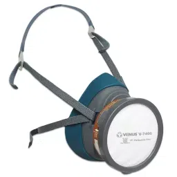 VENUS V-400 Half Face Mask + V-7400 A1P1 Multigas Reusable Filter Catriges Combo Pack, 120530501-37