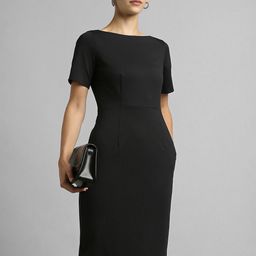 Van Heusen Woman Solid Boat Neck Sheath Formal Sheath Dress-image-87