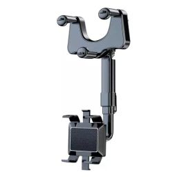 DeoDap Car Rear View Mirror Cum Phone Holder Mount 360° Swivel Black, 13658-24
