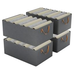 Aura Grey & Brown 4 Pieces Drawer Cloth Storage Organisers With Handles-6