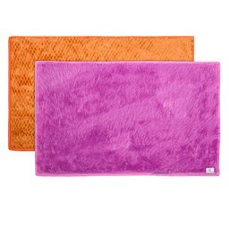 Kuber Industries Set Of 2 Solid Shaggy Anti-Skid Doormats-20