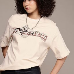 The Roadster Life Co. Printed Drop-Shoulder Sleeves Pure Cotton Oversized T-shirt-image-59