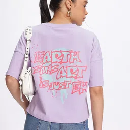 glitchez Chilling Typography Print Drop-Shoulder Sleeves Pure Cotton Relaxed Fit T-shirt-picture-56