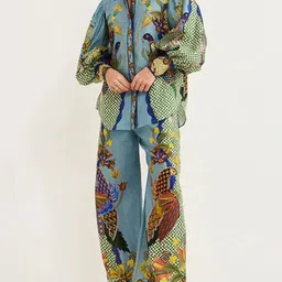Routes by All About You Printed Shirt Collar Shirt With Palazzos Co-Ords-image-28