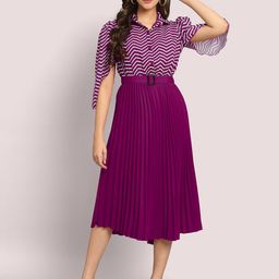 Krunal Raiyani Striped Applique Fit & Flare Maxi Dress-image-81