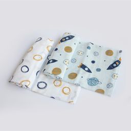 Yellow Doodle Organic Cotton Swaddle Wrappers Pack of 2 - Blue-image-79