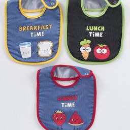 ZOE Denim Bibs Meal Time Print Pack of 3 - Black-image-41
