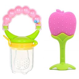 Enorme Apple Fruit Shape Silicone Teether With Fruit Food Feeder Nibbler Pack Of 2 - Color May Vary-25