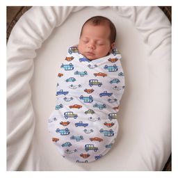 Moms Home Baby Organic Cotton Muslin Swaddle - White  Blue-image-26