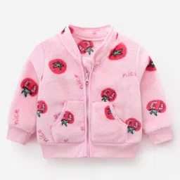 Kookie Kids Full Sleeves Sweatjacket Tomato Printed - Pink-picture-20