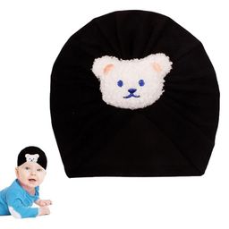 Babymoon Bear Detailed Turban Knot Cap - Black-image-83