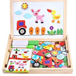 NEGOCIO Wooden Toy Magnetic Dry Erase Board Puzzles 100 Pieces Games, Satu Brown Double Face Jigsaw& Drawing Easel Chalkboard Popular Educational Learning Toys - PACK OF 1 - COLOR MAY VARY-13
